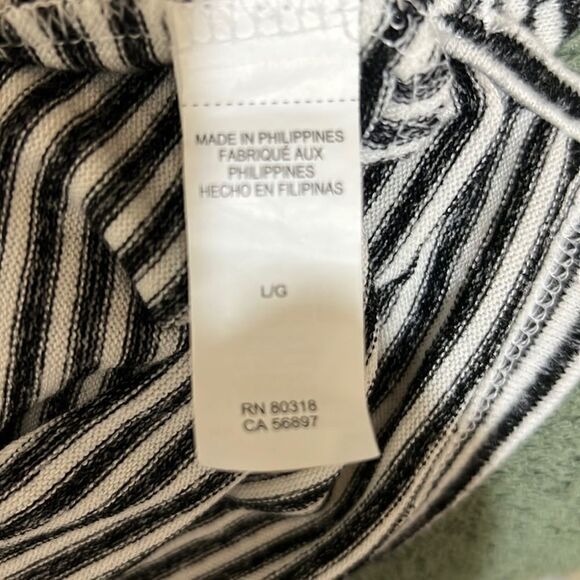 Lucky Brand Los Angeles top pull over striped black white Large FIRM on PRICE - Picture 8 of 9